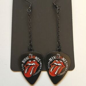 Handmade Guitar Pick Rolling Stones Dangle Earrings